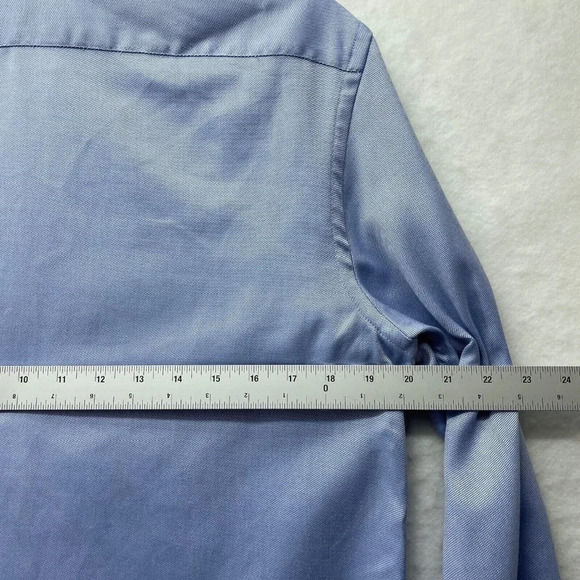 Michael Kors Shirt Mens M Blue Slim Fit Curve Hem Collared Button Up Long Sleeve - Picture 3 of 9